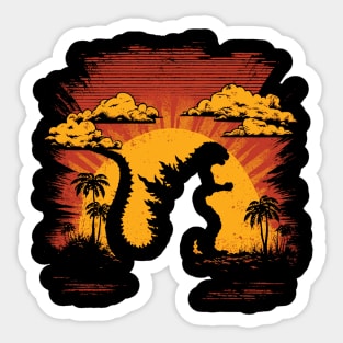 Godzilla at sunset Sticker